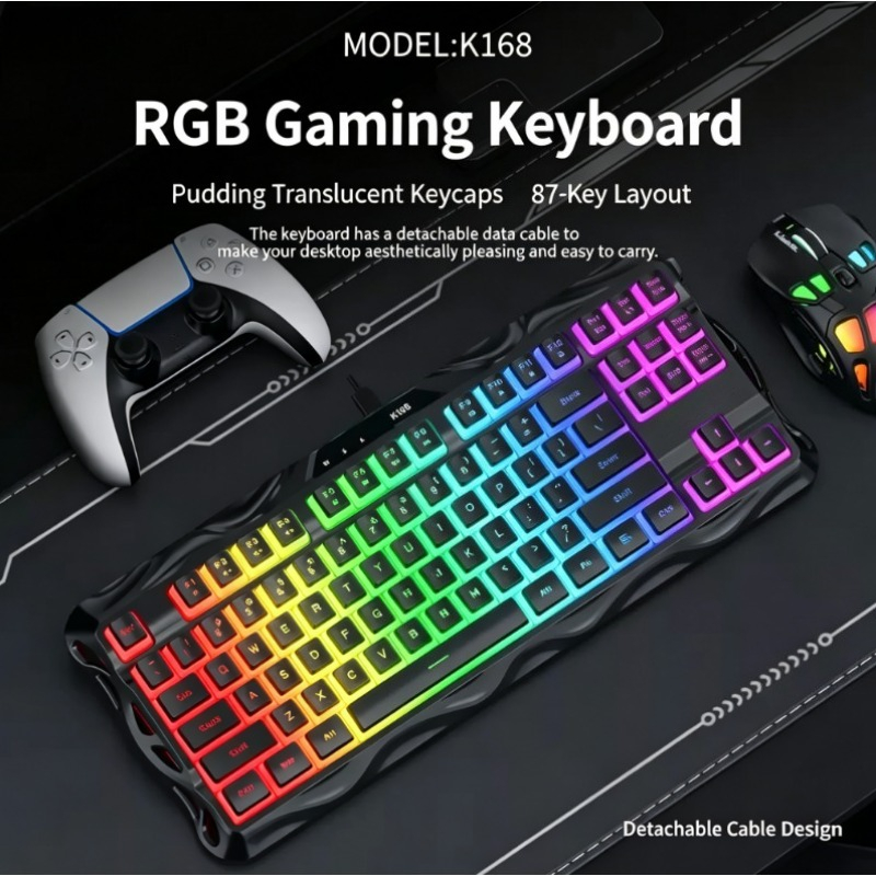 Esports Gaming Competition - K168 87 Tombol Keyboard Gaming Berkabel